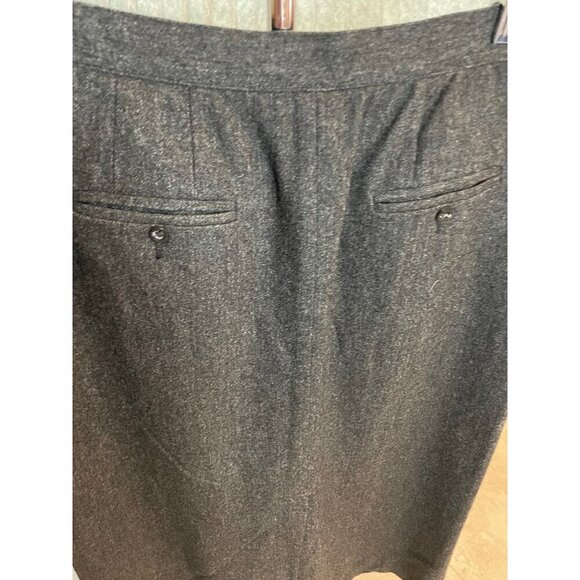 Vintage 80s Liz Claiborne Straight Gray Wool Blend Pleated Skirt with Pockets - Picture 7 of 10